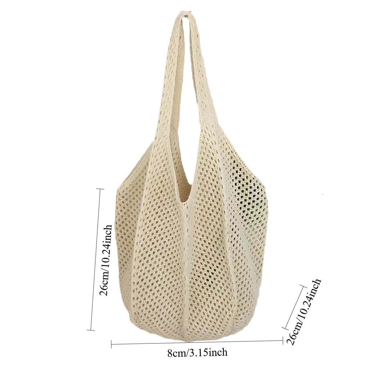 Women Crochet Tote Candy Bag Fashion Knitted Large Capacity Woven Shoulder Bags Solid Color Simple Shopping Bag for Summer Beach250813