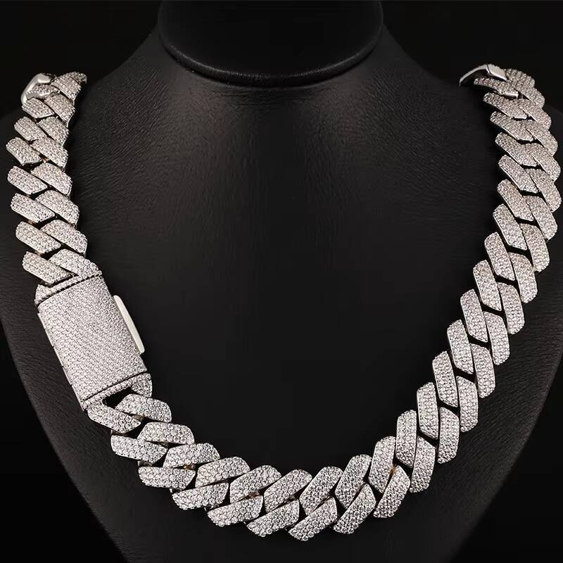 8MM 10MM 12MM 14MM 18MM Fashon Cuban Necklace Iced Out Miami Cuban Link 925 Silver Moissanite Diamond Cuban Link Bracelets Set
