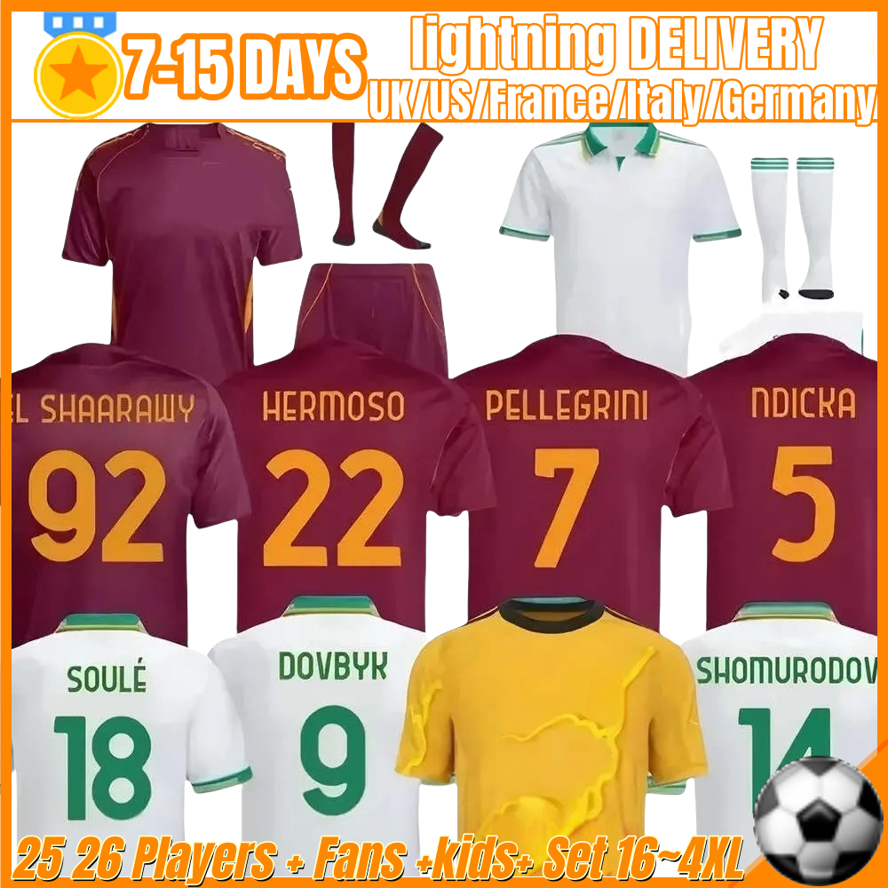25 26 soccer jersey football shirt 24 25 26 ROMA ABRAHAM PAREDES DYBALA MANCINI E. LE FEE ZALEWSKI EL SHAARAWY ROME men kids