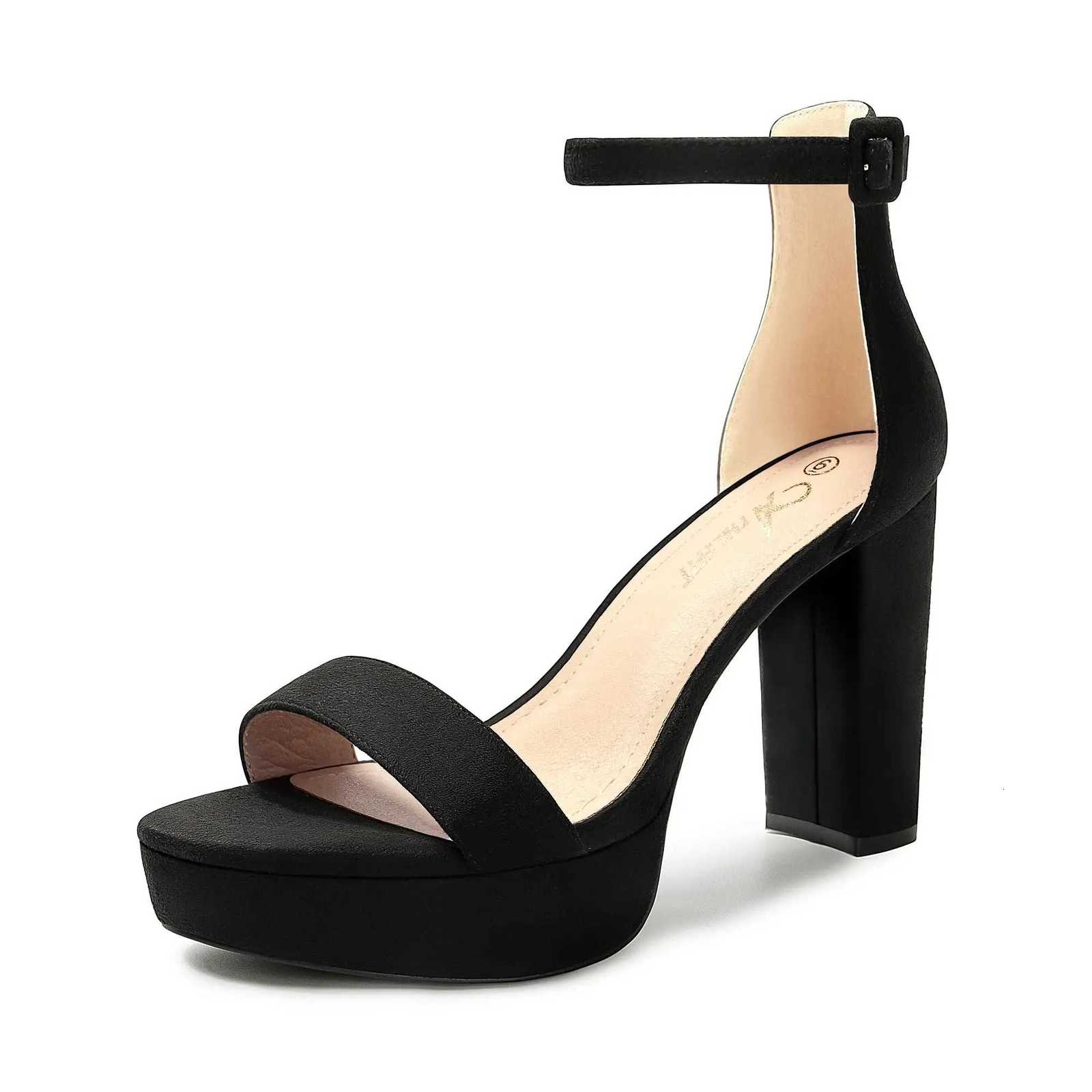 Fashion Womens Chunky High Heels Sandals Elegant Platform Heels 4 Inches Shoes Open Toe Ankle Strap Dress Pumps Sandals W250814