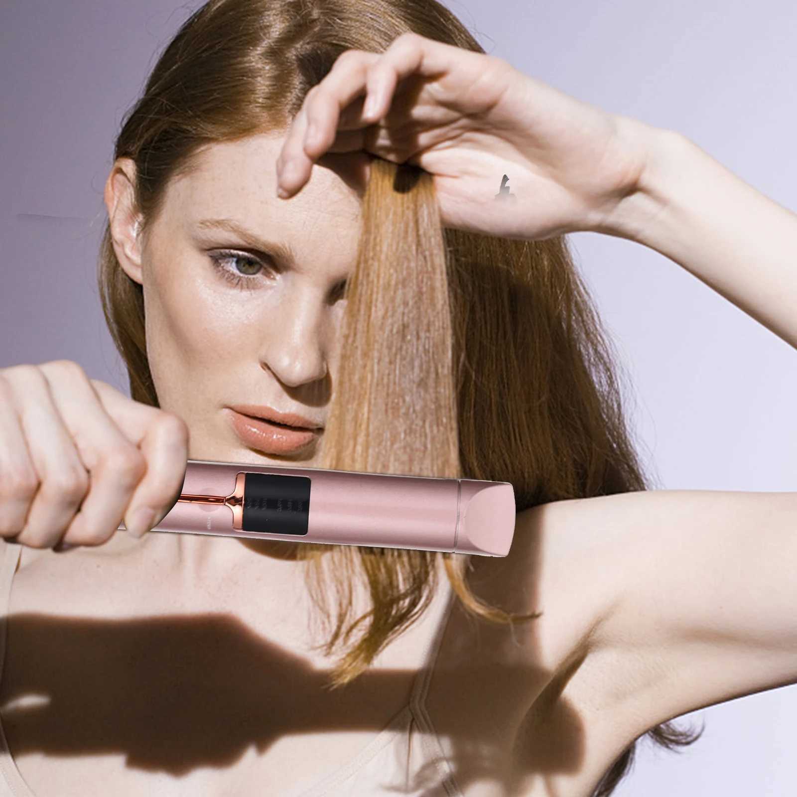 Compact USB Rechargeable Hair Straightener Curler Adjustable Temperature Portable Hair Styling Tool for Home Barbers Hair Care W250814