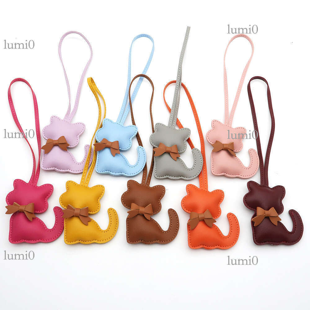 New PU Leather Pendant Bow Cute Cartoon Animal Kitten Women's Bag Decoration Small Gift
