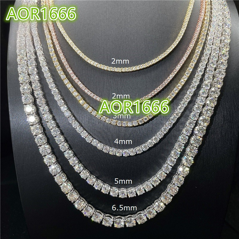 Fashion Hip Hop Sparkling S925 Silver 3mm-4mm VVS Moissanite Tennis Chain