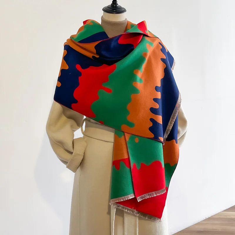 Cashmere Women Floral Scarf Winter Warm Shawl and Wrap Bandana Pashmina Female Foulard Square Thick Blanket Poncho 250808