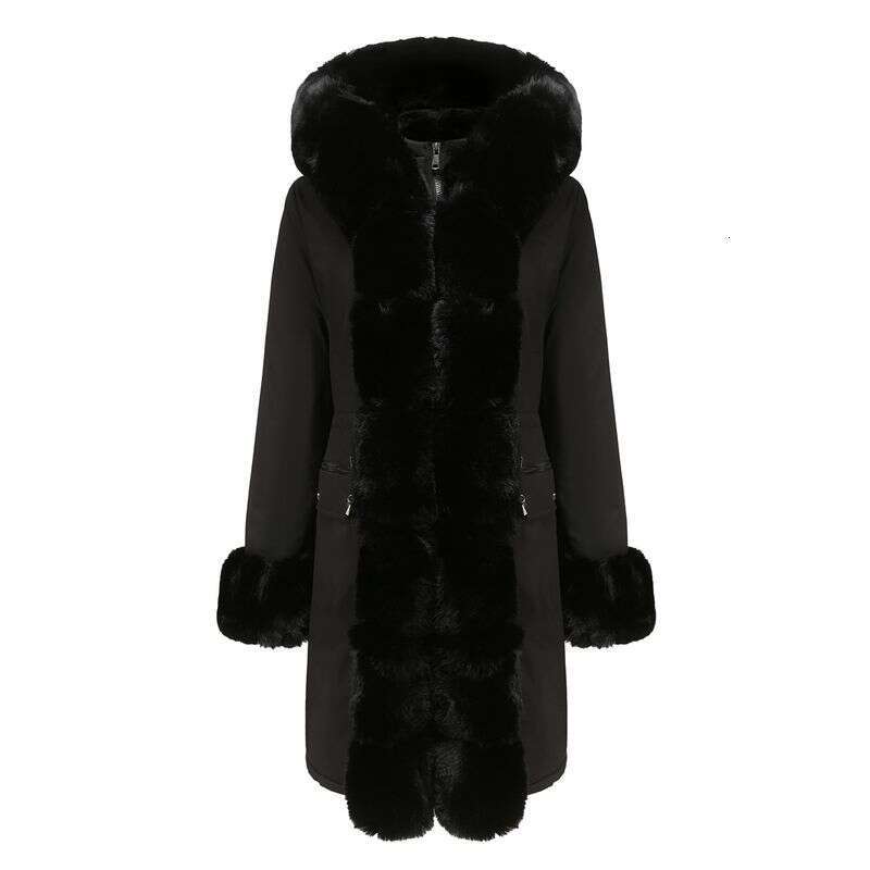Winter Women Parkas New Fashion Detachable Fur Collar Hooded Cotton-padded Coat Long-sleeved Parker Jacket