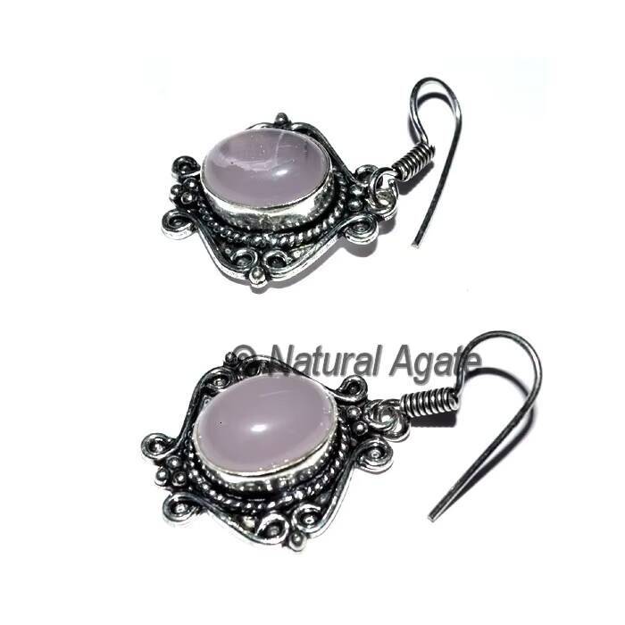 Online Shopping Girl Fashion with Healing Stone Blue Agate Oval Earrings Suitable for Women
