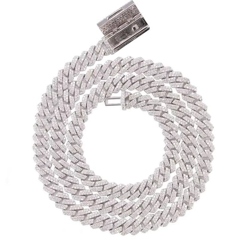 Luxury VVS Moissanite Hip Hop Jewelry 925 Silver Cuban Link Chain Iced Out Mossanite Cuban Chain for Men Women