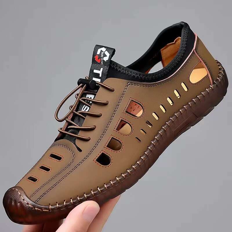 Soft Breathable Men's 2025 New Korean Fashion Casual Hand-sewn Driving Shoes with Rubber Sole