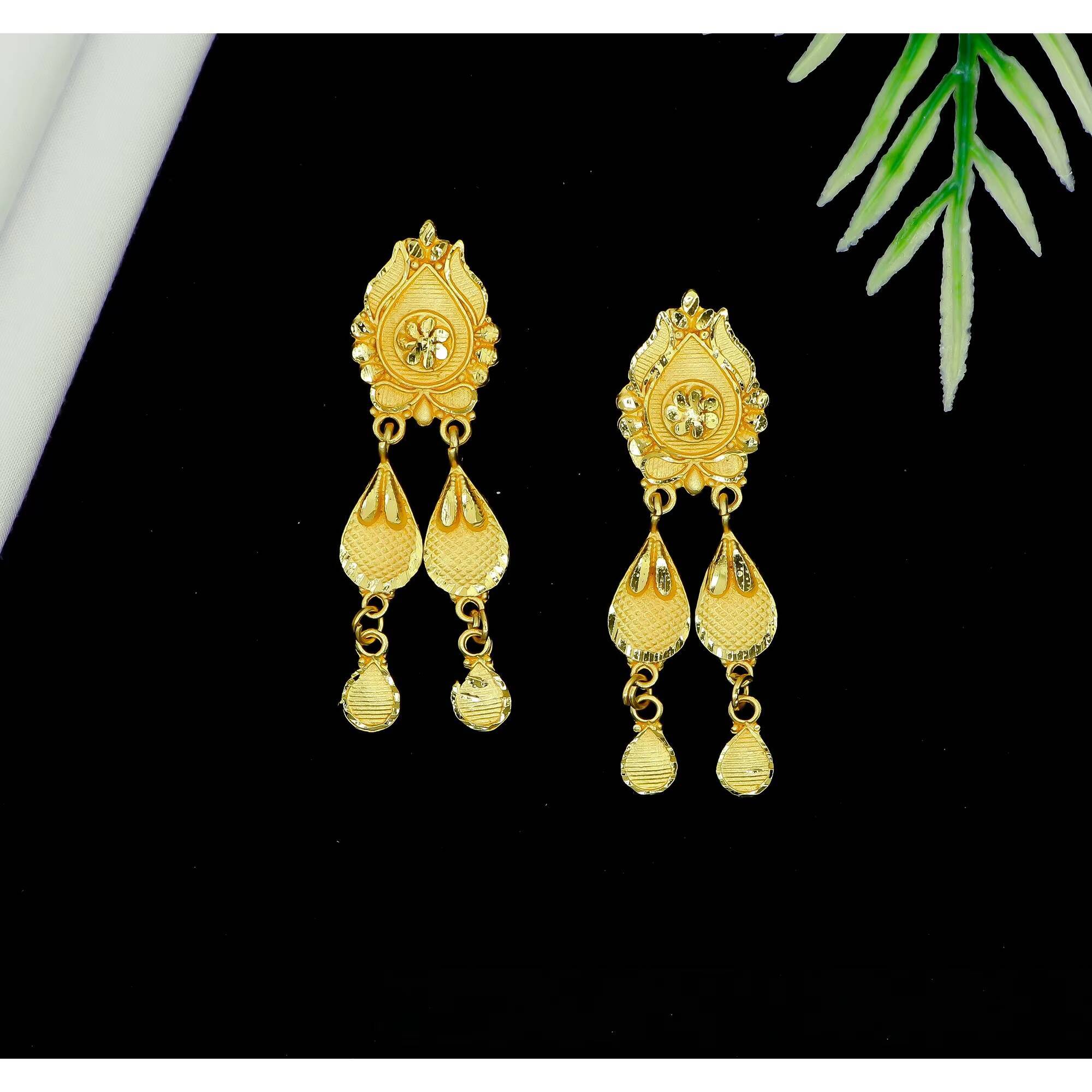 Gold-Plated Designer Women's New Indian Antique Fashion Earrings Artificial Style Gift Jewelry