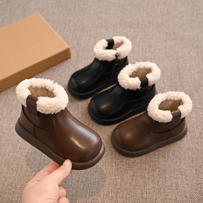 Classic Kids Snow Boots Winter Soft Fluffy Girls Boys Snow Boots Fashion Versatile Warm Children's Kidsnest Causal School Toddler Ankle Boots Non