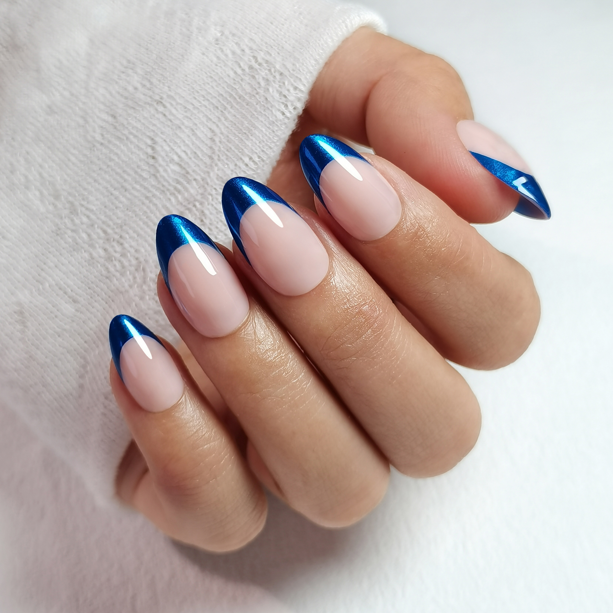 Bule French Acrylic Gel Tips for Manicure Set Includes Adhesive + Variety Packaged Collection