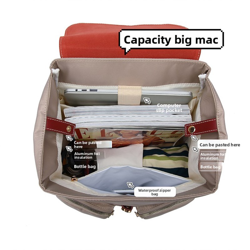 Backpack Mom-Friendly Dual Compartments Backpack Water Resistant & Colorful Design for Women