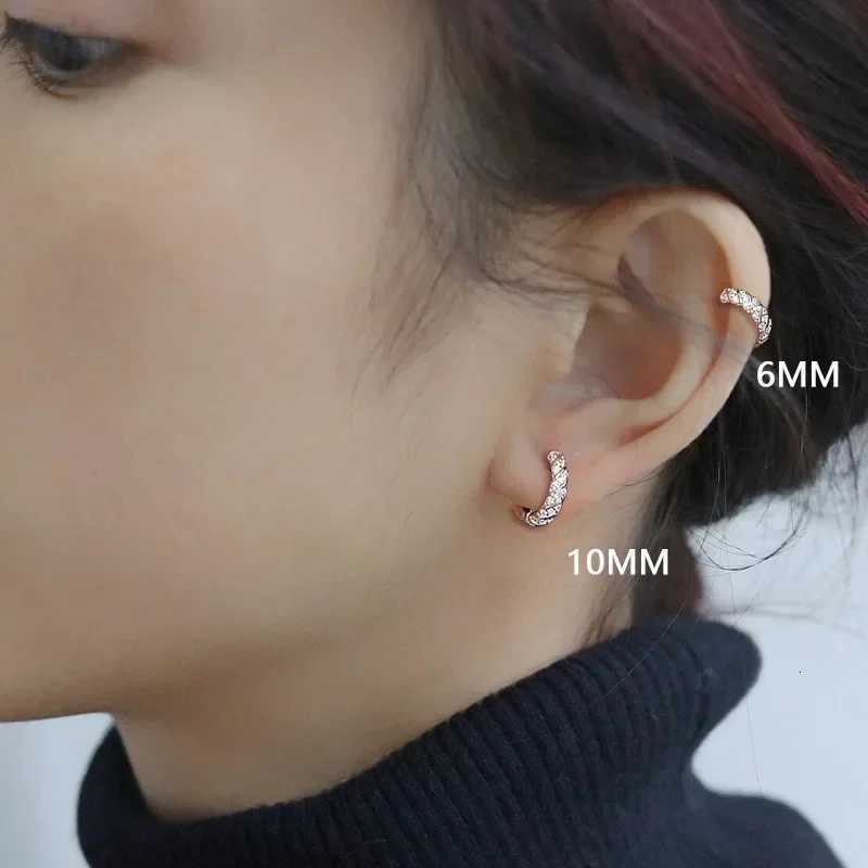 925 Sterling Silver Zircon 6/10MM Twisted Round Hoop Earrings for Women Classic Fine Jewelry Light Luxury Accessories XJ250814