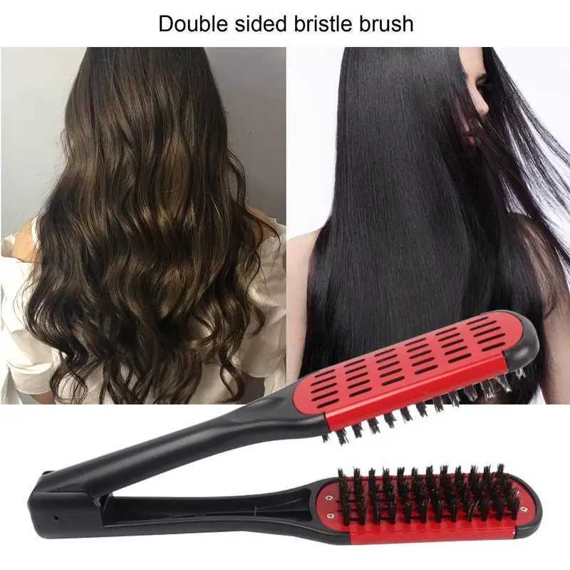 Hair Straightener Comb Boar Bristles Clamp Hair Brush Boar Bristles Clamp Double Sided Brush Hair Straightener For Barber Shops W250814