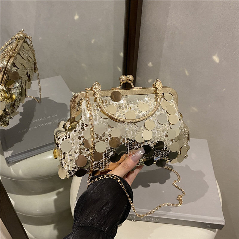 Luxury Brand Designer Bag Niche Design Sequin Bag For Women 2025 Summer New Versatile Shoulder Crossbody Bag High-End Chain Shell Bag
