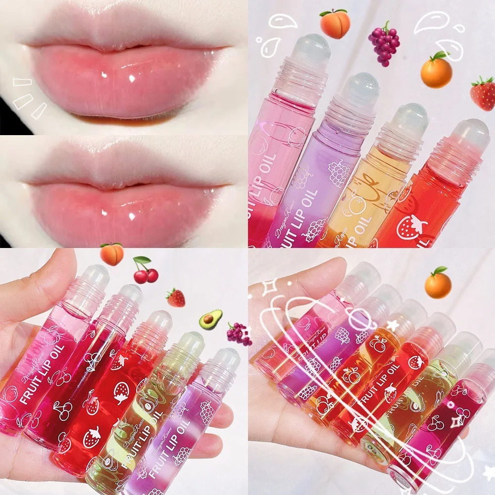 Roll-On Lip Oil Lip Balm Liquid Nourishing Lip Oil Colorless Transparent Fruit Lip Oil Valentines Day Gift Lip Balm 250813