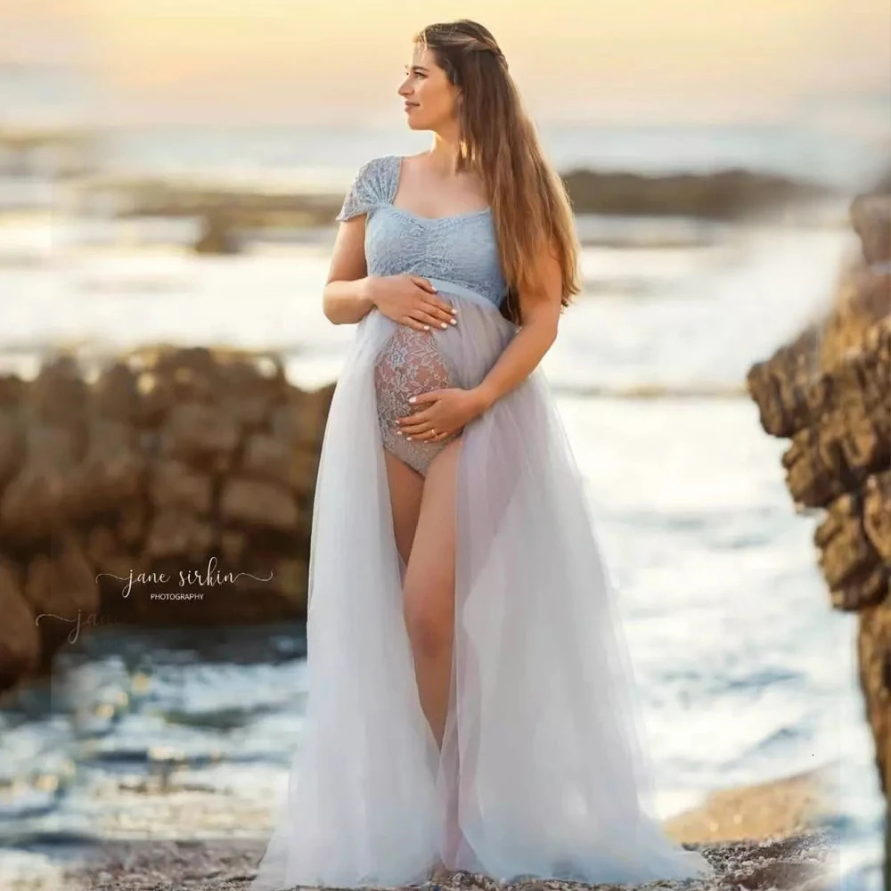 Bohemian Po Shooting Pregnancy Dress Lace Bodysuit Tulle Long Dress Boho Style Maternity Dresses For Po Shoot 250813