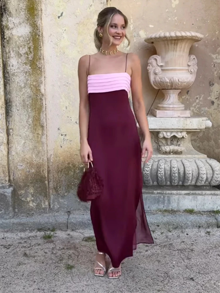 Draped Evening Womens Mermaid Dress Sleeveless Halter Spaghetti Strap Solid Female Dresses 2025 Summer Elegant Chic Lady Robe 250813