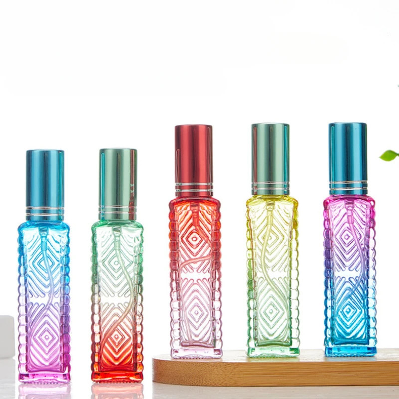 1Pcs 10ml Colorful Square Glass Perfume Bottle Thick Mini Fragrance Cosmetic Packaging Spray Bottles Refillable Glass Vials 250813