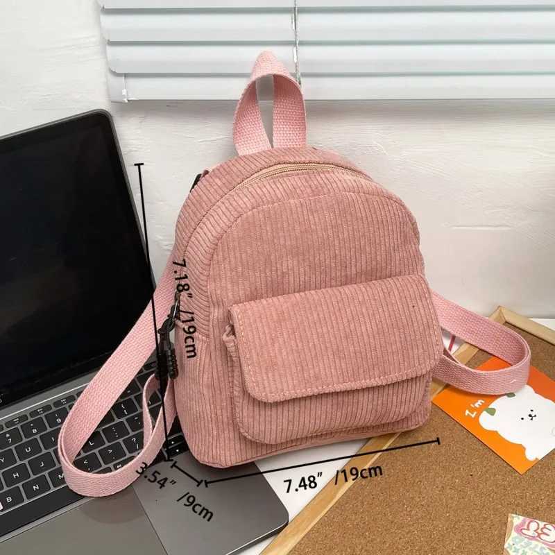 Women Fashion Mini Backpack Versatile Corduroy Backpack Casual Student Girls Bookbag Retro Travel Backpack Aesthetic Purse XJ250814
