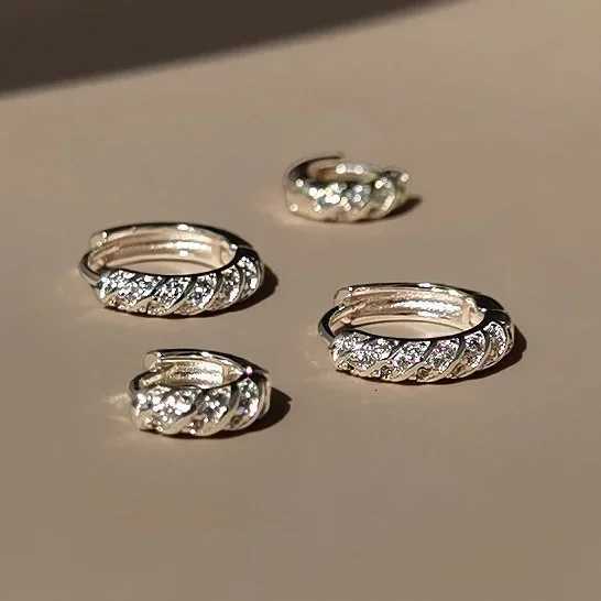 925 Sterling Silver Zircon 6/10MM Twisted Round Hoop Earrings for Women Classic Fine Jewelry Light Luxury Accessories XJ250814