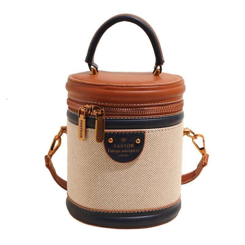 Hot Selling Cross-Border Women's Bag Retro Bucket Handheld Tote Quality Fashionable Cylindrical Shoulder Crossbody Trendy Chain Designer Bags