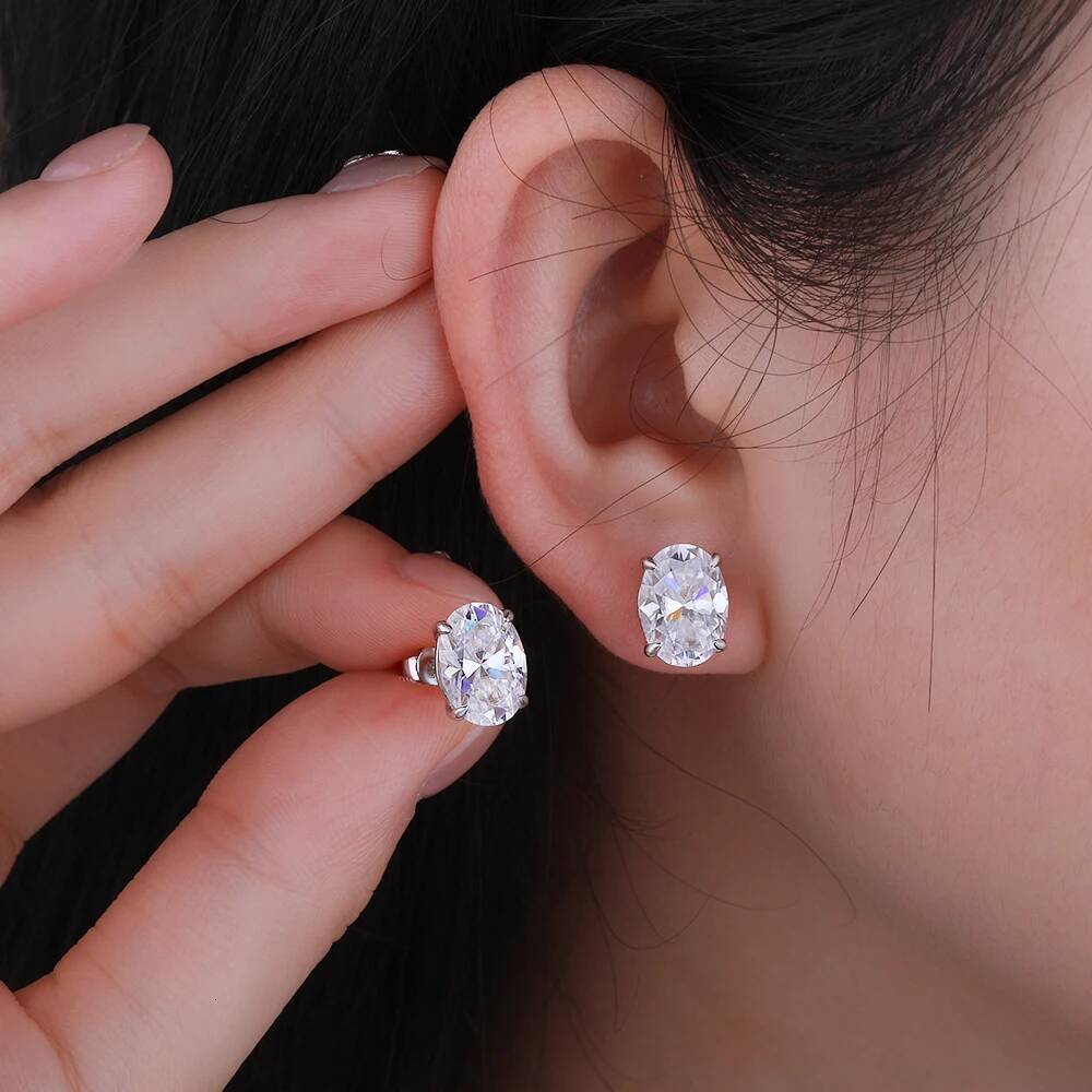 BXINY 1-4Carat Oval Cut Moissanite Stud Earrings S925 Silver GRA Certified Diamomd Ear Studs for Women Wedding Gift Fine Jewelry