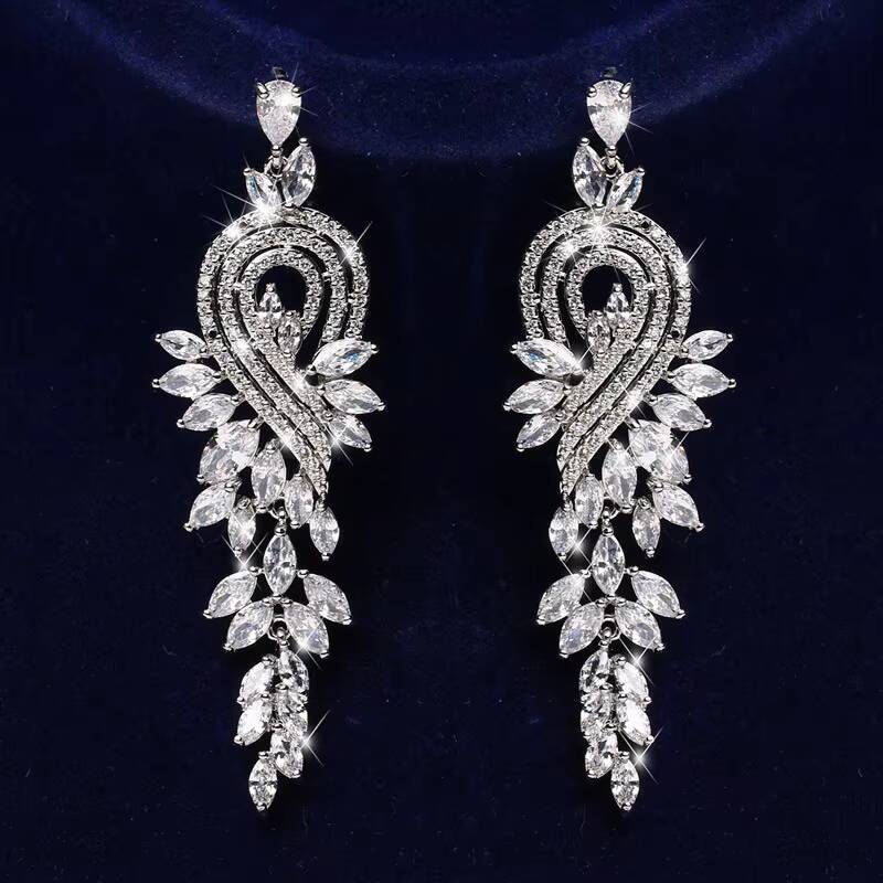 Minimum Order Quantity 2pcs Jewelry for Women Bride Wedding Zircon Party New Trend Gold-plated Fashion Earrings