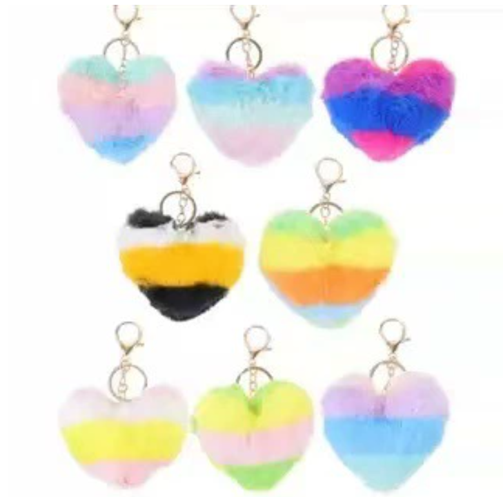 Key Rings Jewelry Heart Shaped Imitation Rabbit Fur Keychains Pom Pom Ball Pendant Keychain Plush Car Keyring Bag Pendent Accessories Promotion Gift