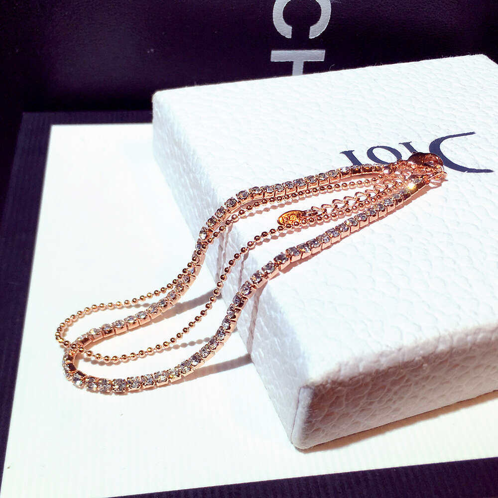 New Fashion Korean and Japanese Style Simple Inlaid with Rhinestones Double Layer Elegant Versatile Bracelet Jewelry for Women S00299