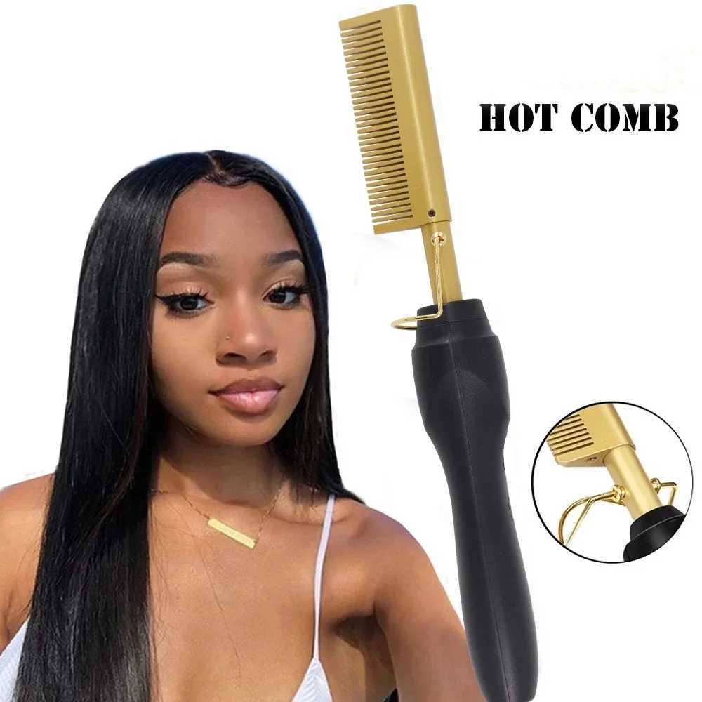2 in 1 Electric Hot Heating Comb Hair Straightener Curler Wet Dry Hair Iron Straightening Brush Hair Styling Tool W250814