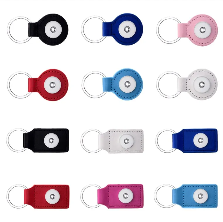 Keychains Lanyards Noosa Pu Leather 18Mm circle Snap Button Key Rings Keychain Fit Diy Ginger Snaps Keyrings Jewelry Drop Delivery Fashion Jewelry fit