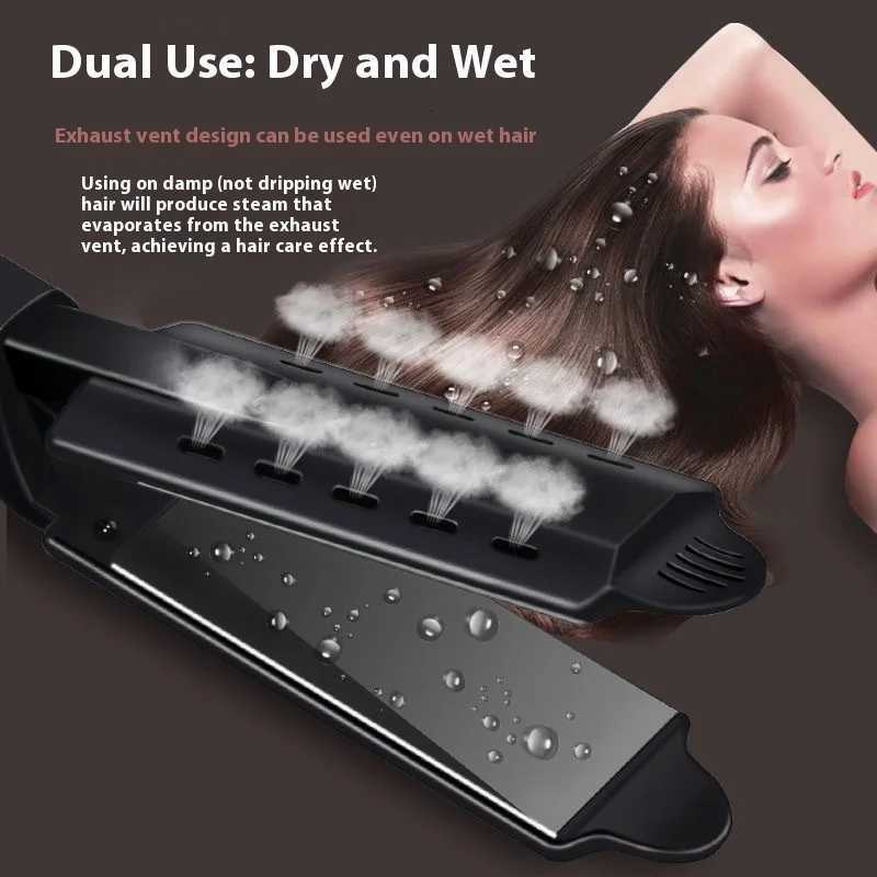 Dual Use Hair Straightener Curling Iron 4 Temperature Settings Portable Styling Tool for Straightening Curling Air Bangs W250814