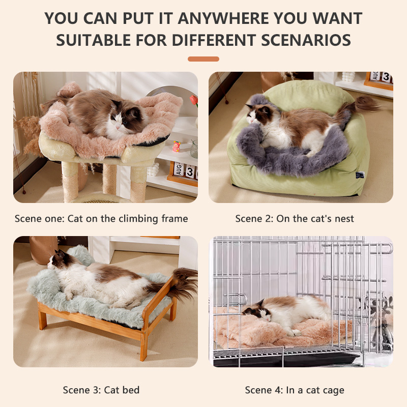 Plush Fleece Pet Sleeping Mat Thickened Warm Pad for Cats & Dogs Washable Multi Size Cozy Naps All - Season Use