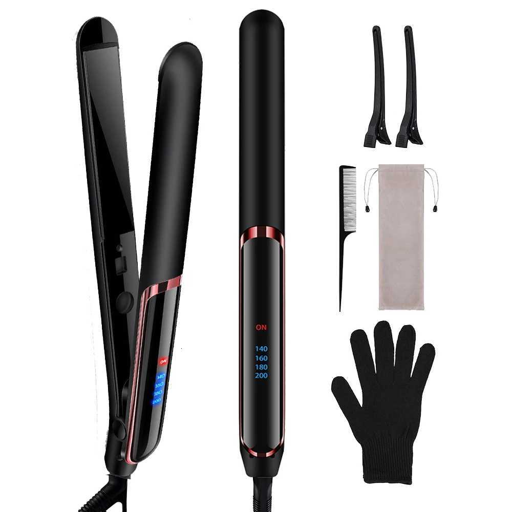 2 in 1 Hair Straightener Curler Set Dual Voltage Negative Ion Fast Heating for Versatile Styling Tool Perfect for Home Travel W250814