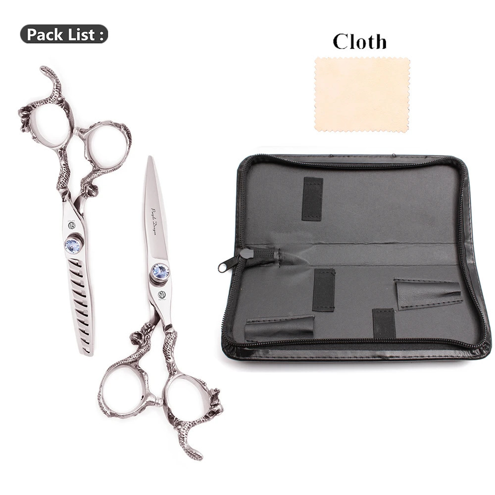 Hair Scissors 6 Japan 440C Purple Dragon Professional Sharp Edge Hairdressing Shears Cutting Shears Thinning Scissors Set Z9006 250812