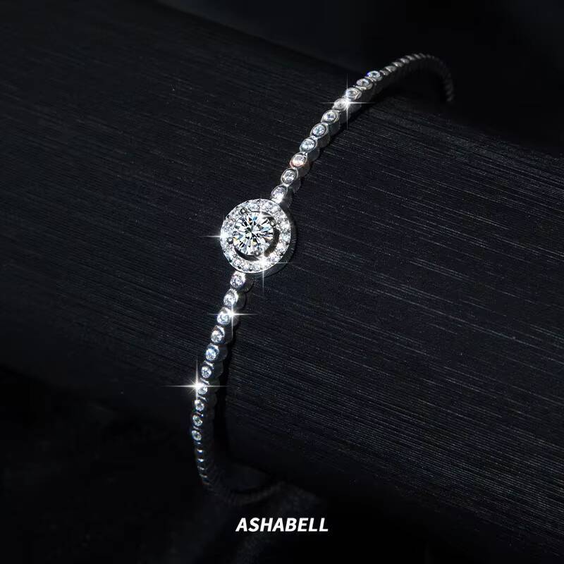 Women's Fashion Sier Tennis Charm Bracelet Fine Moissanite Jewelry for Women