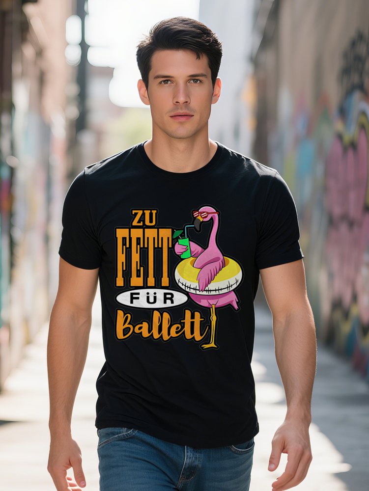 Men S Casual Crew Neck T Shirt with Flamingo Glasses Print ZU FETT FUR BALLET Graphic Lightweight Summer Tee