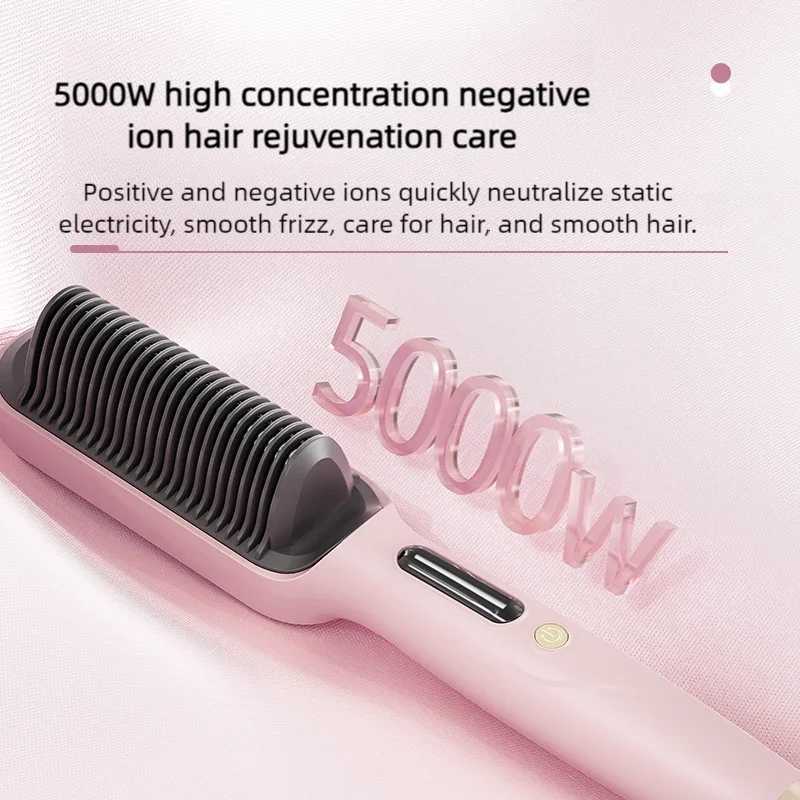 Hair Straightener Negative Ion Straightening Comb - 5000W Ionic Hair Straightener Brush with Ceramic Heating for Frizz Control W250814