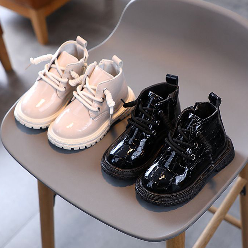 Toddler Girls Boots Crocodile Pattern for Autumn Winter Fashion Children Shoes Kidsnest Kids Boy Boots Black Beige Sizes US5.5C-US13C 000505