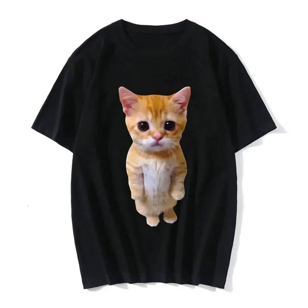 2025 Fun Cat D Printed Women's Casual Oversized T-shirt Women's Harajuku Men's T-shirt Girls' fashion and Boys' Casual Fashio