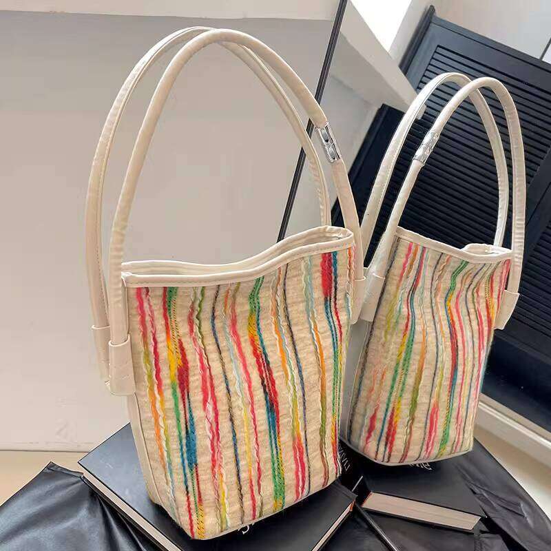 Summer Colorful Woven Striped Handbag for Women 2025 New Simple Small Square NEW free shipping Fashion Crossbody Bag