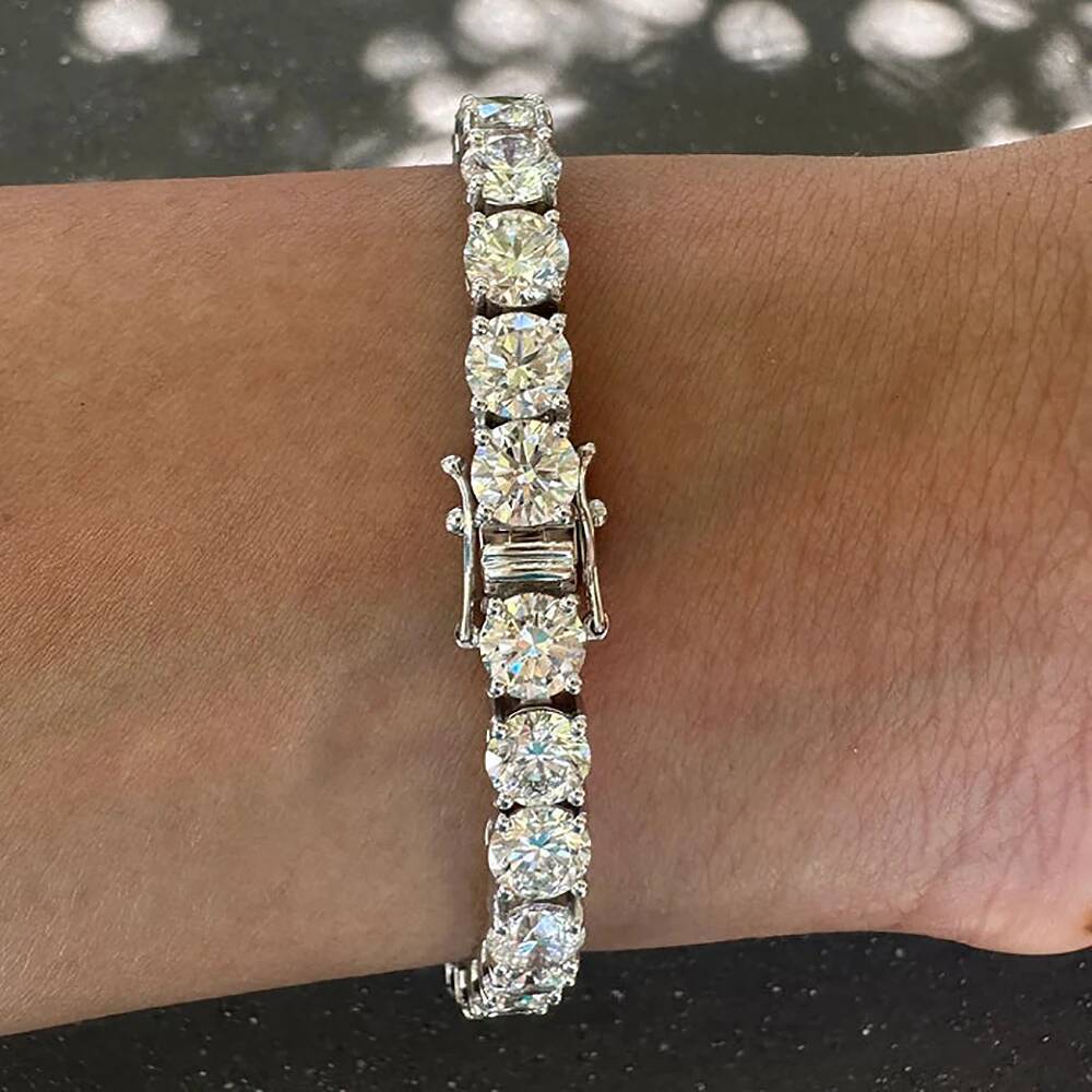 8mm Big Moissanite Diamond Tennis Bracelet for Women Men S925 Silver Plated 18k Yellow/White Gold Bangle with GRA Certificates