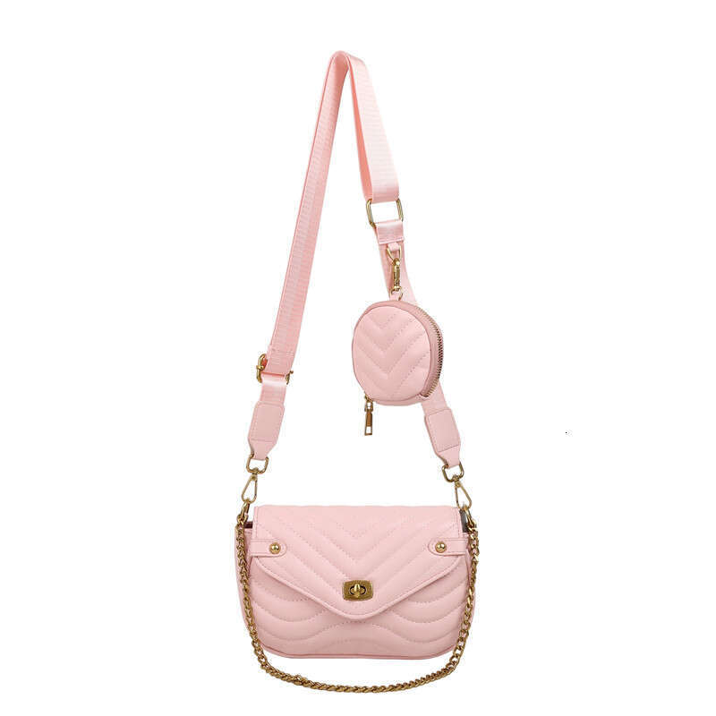 Fashion 2025 New Trendy Women's Mother-Daughter Chain Shoulder Internet Celebrity Textured Quilted Small Square Bag