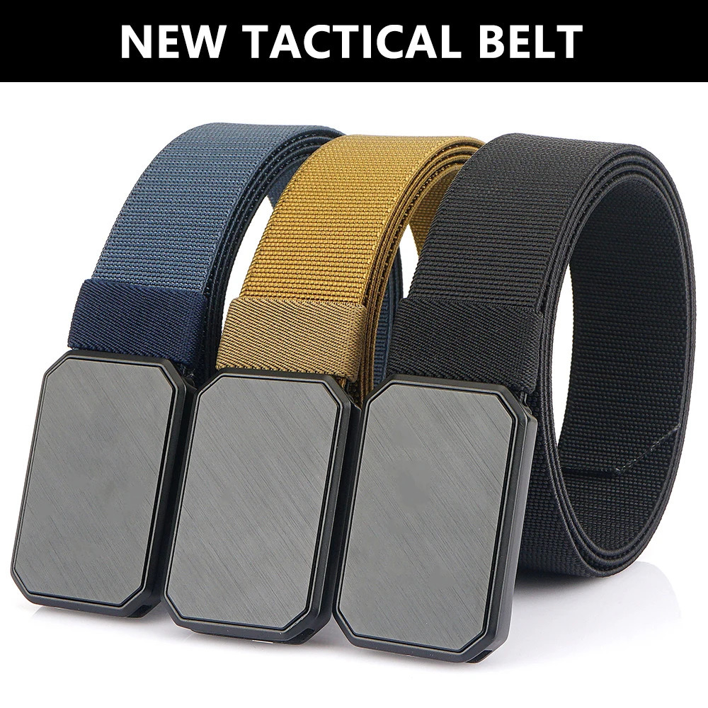 TUSHI magnetism Alloy Quick Release Pluggable Buckle Elastic Belts For Men Durable Tactical Belt Cowboy Outdoor Belt Hunting 250814