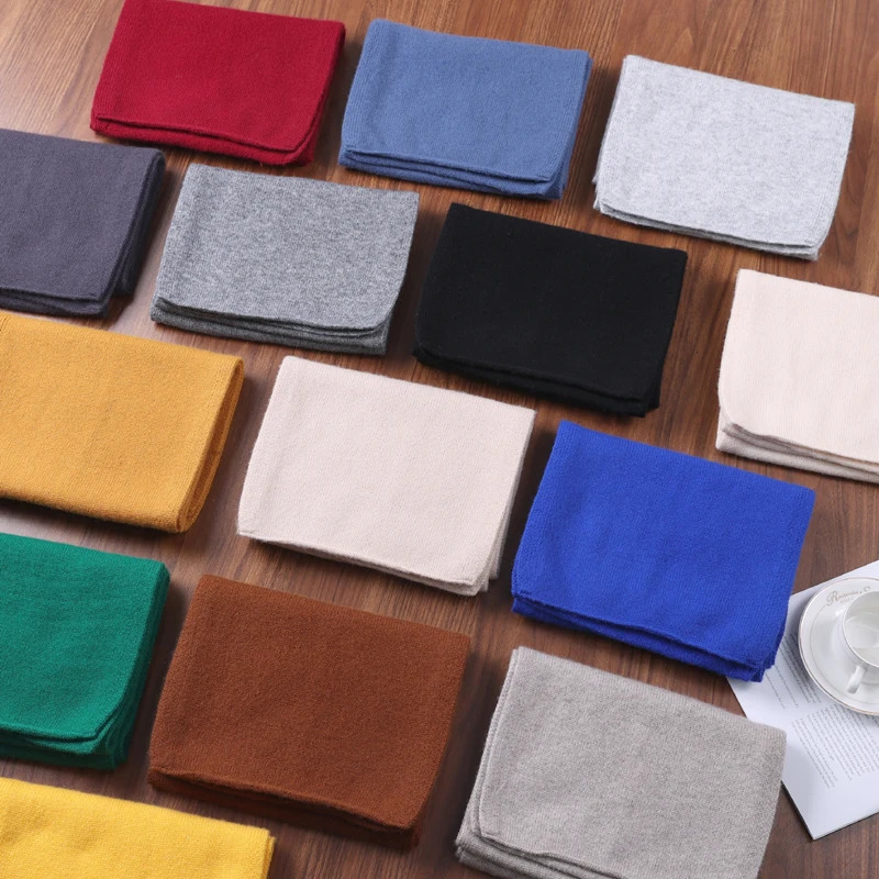 Winter Fashion Solid Color Cahsmere Scarf Women Outdoor Keep Warm Soft Men Solid color Wool Knitted Long Scarves 160*26 250808