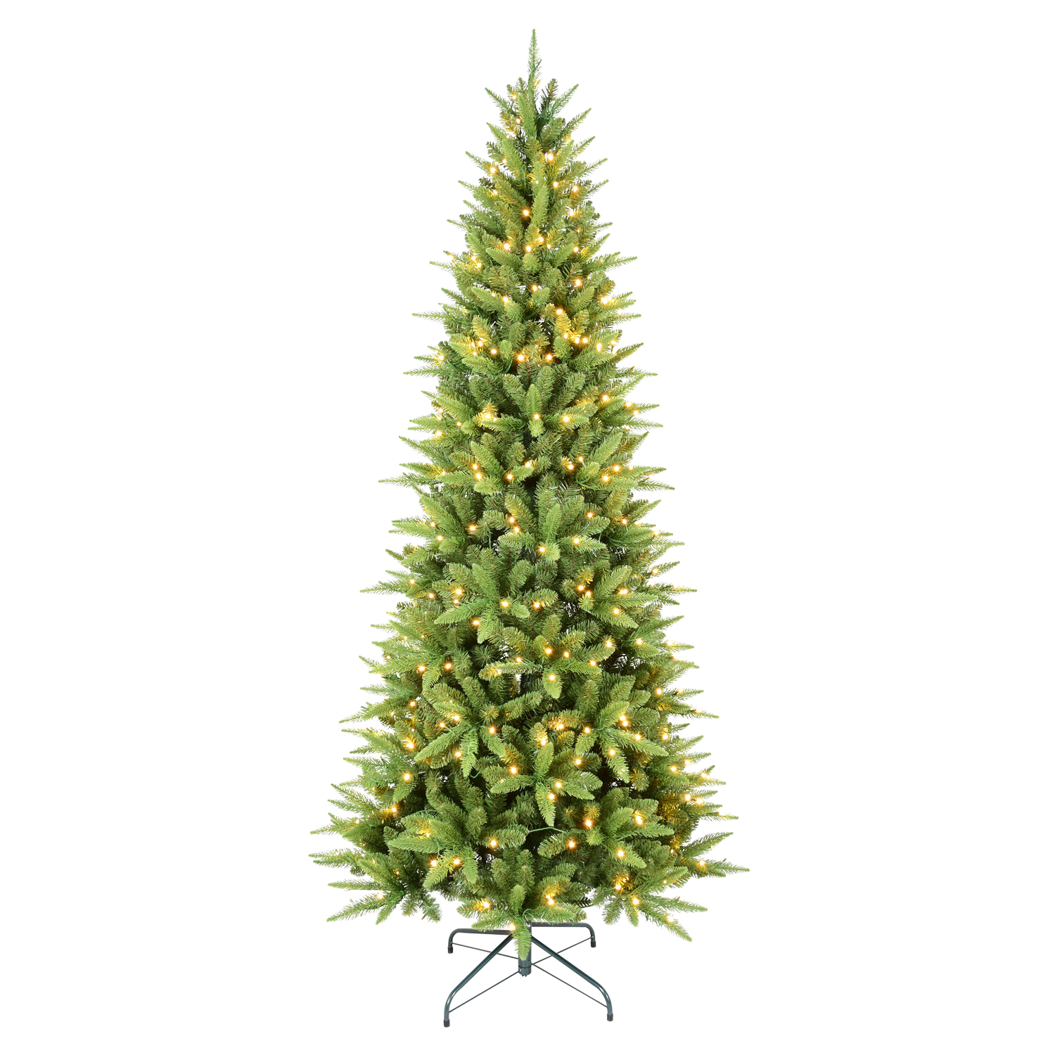 PE/PVC Artificial Christmas Tree Pre-lit with Warm White LEDs and Stable Metal Base