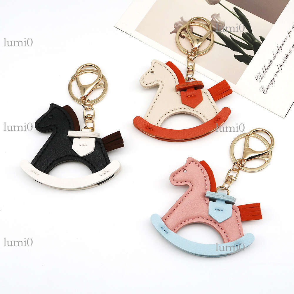 New Fashion Rocking Horse Pendant Handmade Creative Cute Leather Bag Charm Personalized Car Hanging Decoration