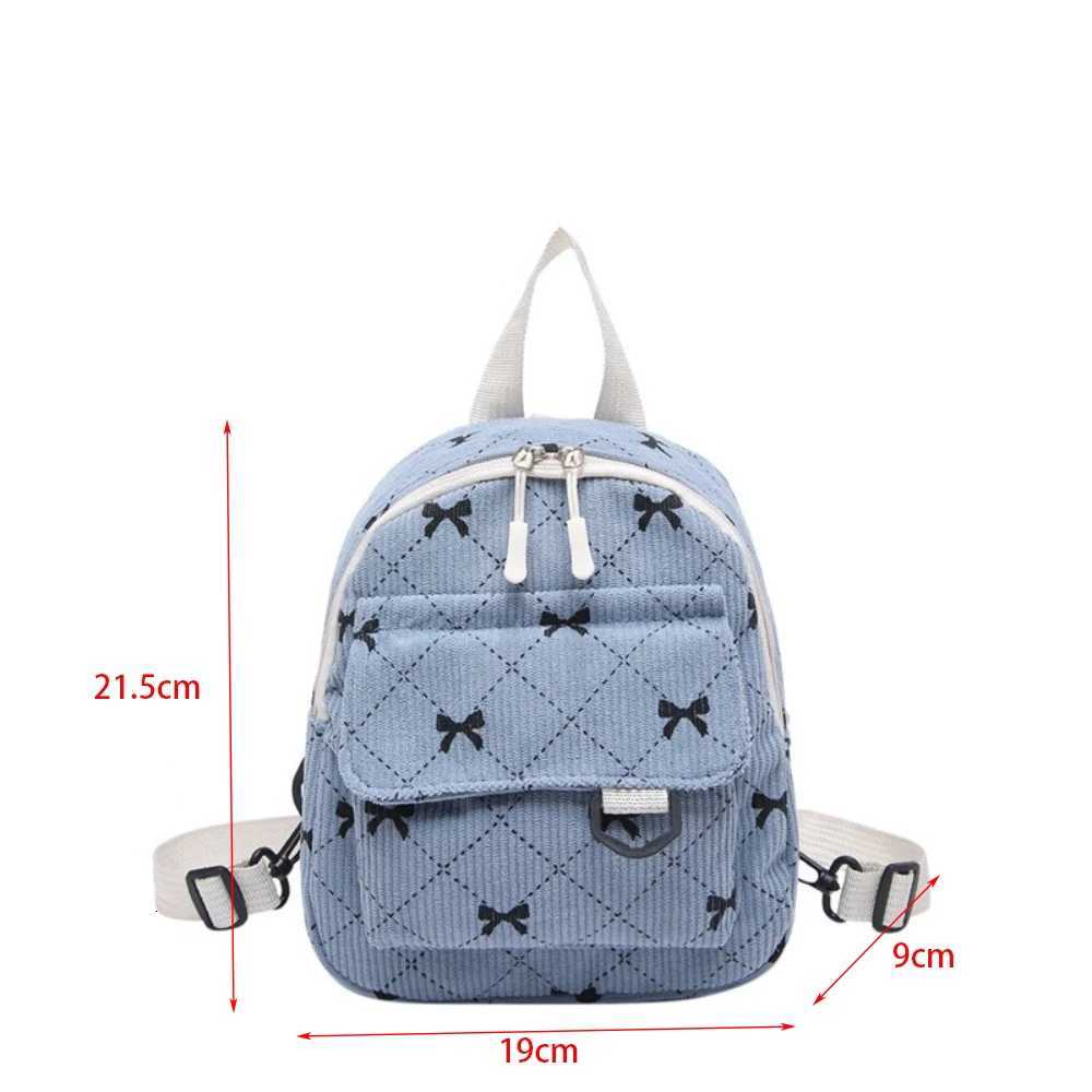 New Mini Backpack Bowknot Printed Sweet Storage Bag Corduroy Korean Version Cosmetic Bag for Women XJ250814