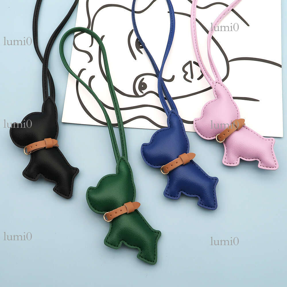 Hot Selling French PU Leather Bag Creative Bulldog Accessories Couple Puppy Car Hanging Ornament Pendant